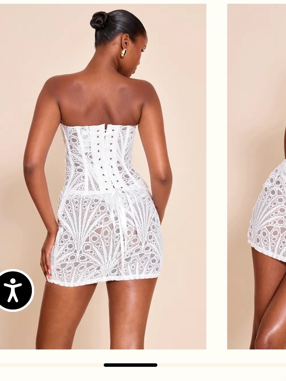 PrettyLittleThing White Strapless Lace Mini Skirt - Picture 2 of 3